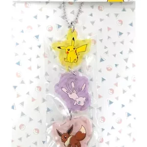 Pikachu Mew Evoli Acryl 3er Set Schlüsselanhänger Original Japan Banpresto